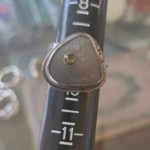 Silver and Green Stone Ring